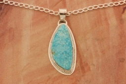 Genuine Kingman Water Web Turquoise Sterling Silver Pendant